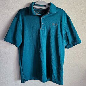 Under Armour Solid Green Blue Short Sleeve Performance Polo Shirt Men's Medium